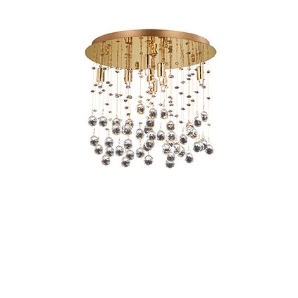 Ideal Lux MOONLIGHT PL8 Lampada da Soffitto Oro con 8 Luci e Pendagli in Cristallo