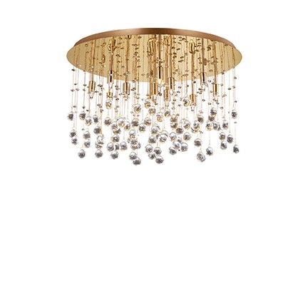 Ideal Lux MOONLIGHT PL12 Lampada da Soffitto Oro con 12 Luci e Pendagli in Cristallo