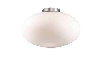 Ideal Lux Candy PL1 D40 - Lampada da Soffitto 1 Luce in Metallo Nickel Satinato e Vetro Soffiato, Diametro 400 mm