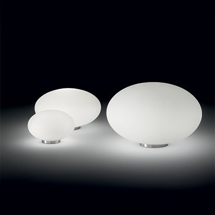 Ideal Lux Candy TL1 D25 Lampada da Tavolo in Metallo Nickel Satinato con Diffusore in Vetro Soffiato e Acidato, 1 Luce G9 40W