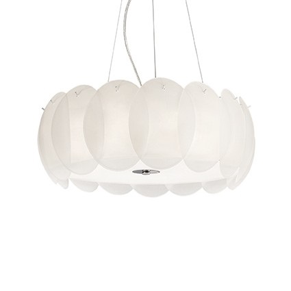 Ideal Lux OVALINO SP8 Lampada a Sospensione 8 Luci E27 Bianco - Dimensioni D 550 x H min 465 / max 1200 mm