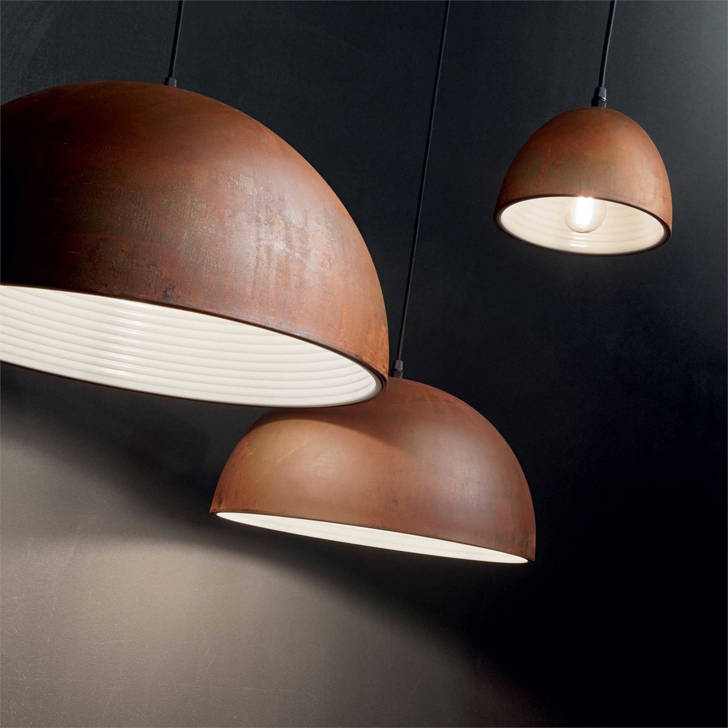 Ideal Lux Folk SP1 D50 Lampada a Sospensione 1 Luce Coffee in Metallo con Diffusore Ondulato