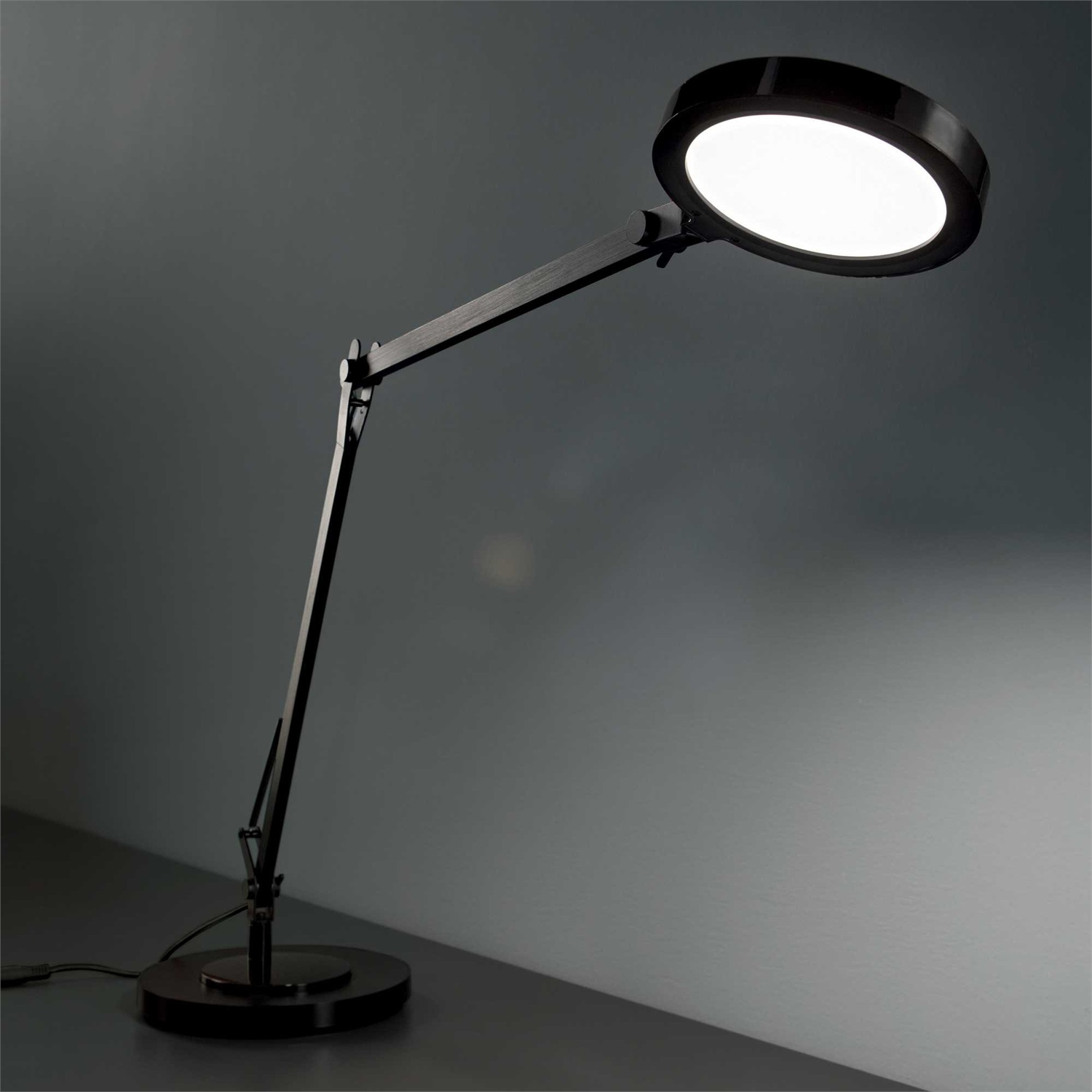 Ideal Lux Futura Lampada da Tavolo 10W LED Nero - Braccio Snodato, Diffusore Orientabile, Interruttore Touch