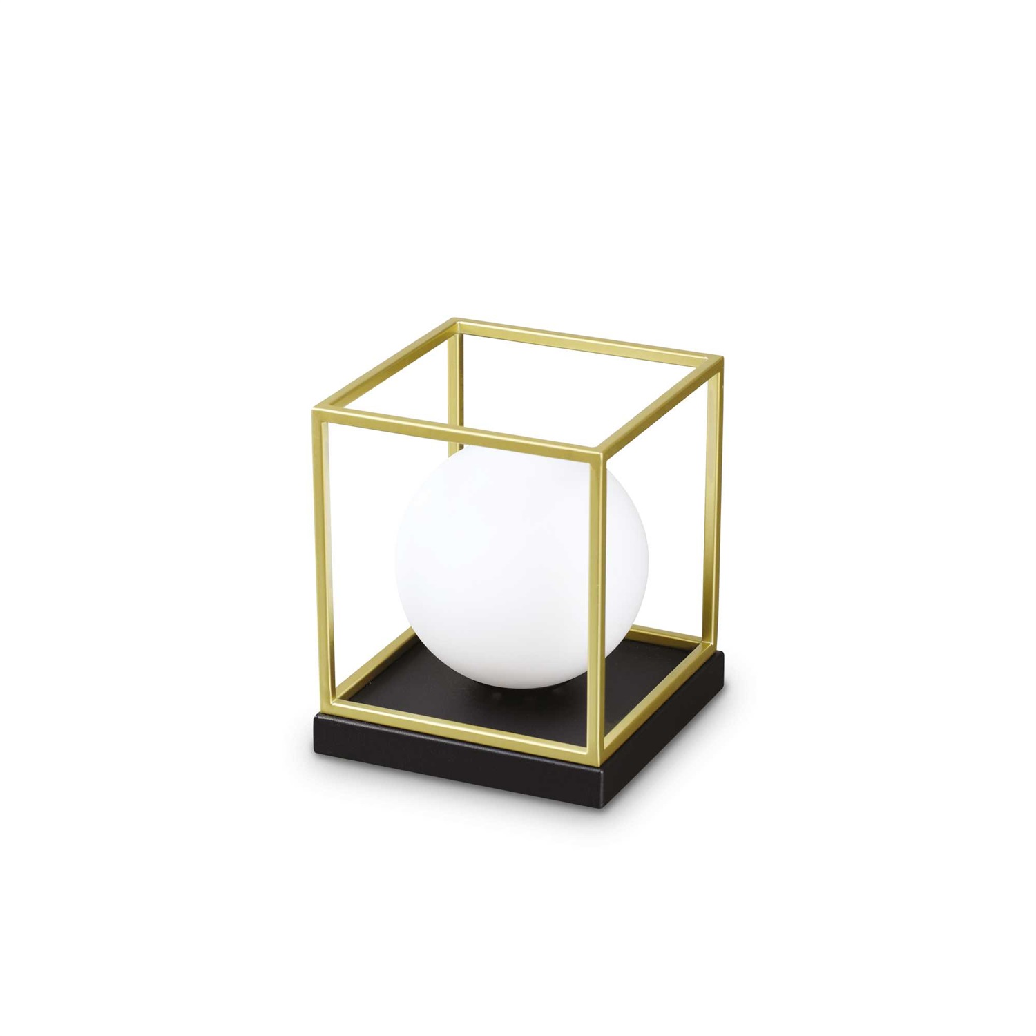 Ideal Lux Lingotto TL1 Big Lampada da Tavolo E14 40 W - Metallo Nero e Oro, Diffusore in Vetro Soffiato
