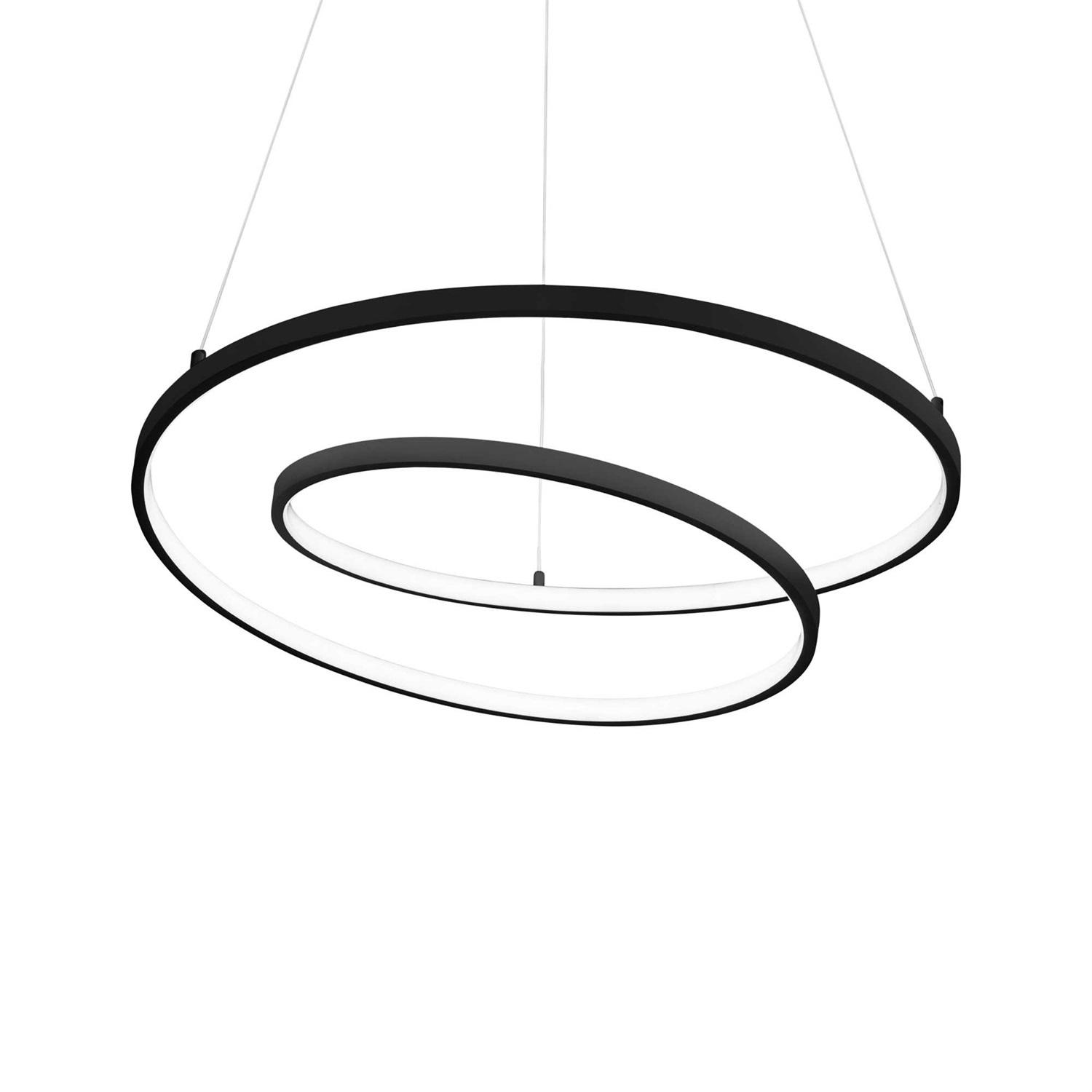 Ideal Lux Oz SP D80 ON-OFF NERO - Lampada a Sospensione LED con Diffusore in Gomma Opale, Dimensioni D 800 x H min 390 / max 2240 mm