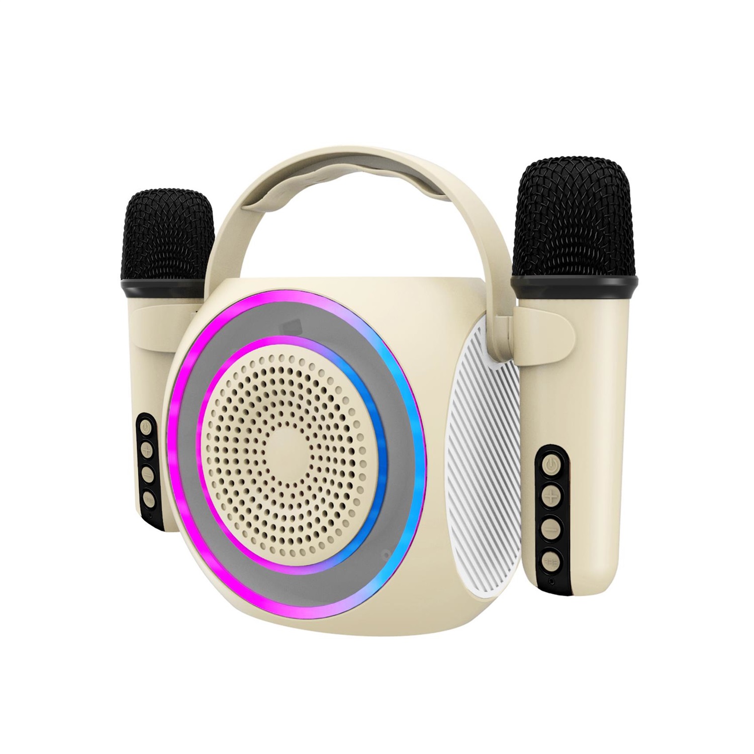 Celly PARTYMIC2 Bianco - Speaker Wireless con Due Microfoni, Luci RGB, Potenza 6 W