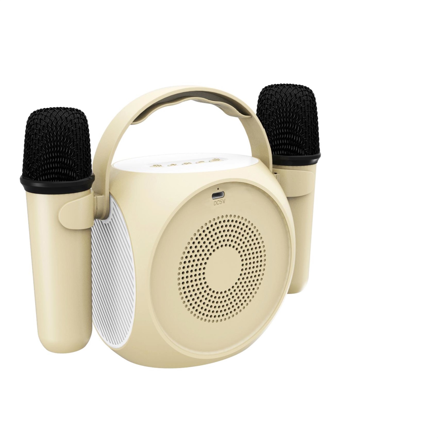 Celly PARTYMIC2 Bianco - Speaker Wireless con Due Microfoni, Luci RGB, Potenza 6 W