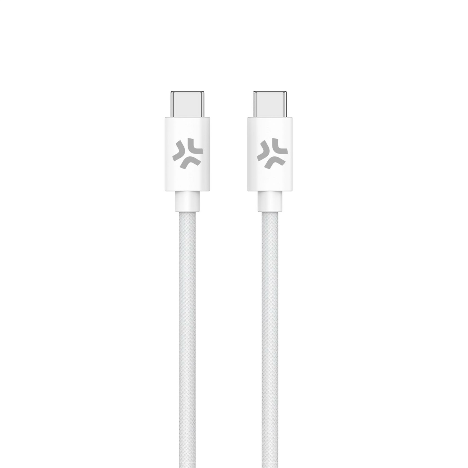 Celly Cavo USB-C a USB-C 1,5 m Bianco in Tessuto Intrecciato - Ricarica Rapida fino a 60W