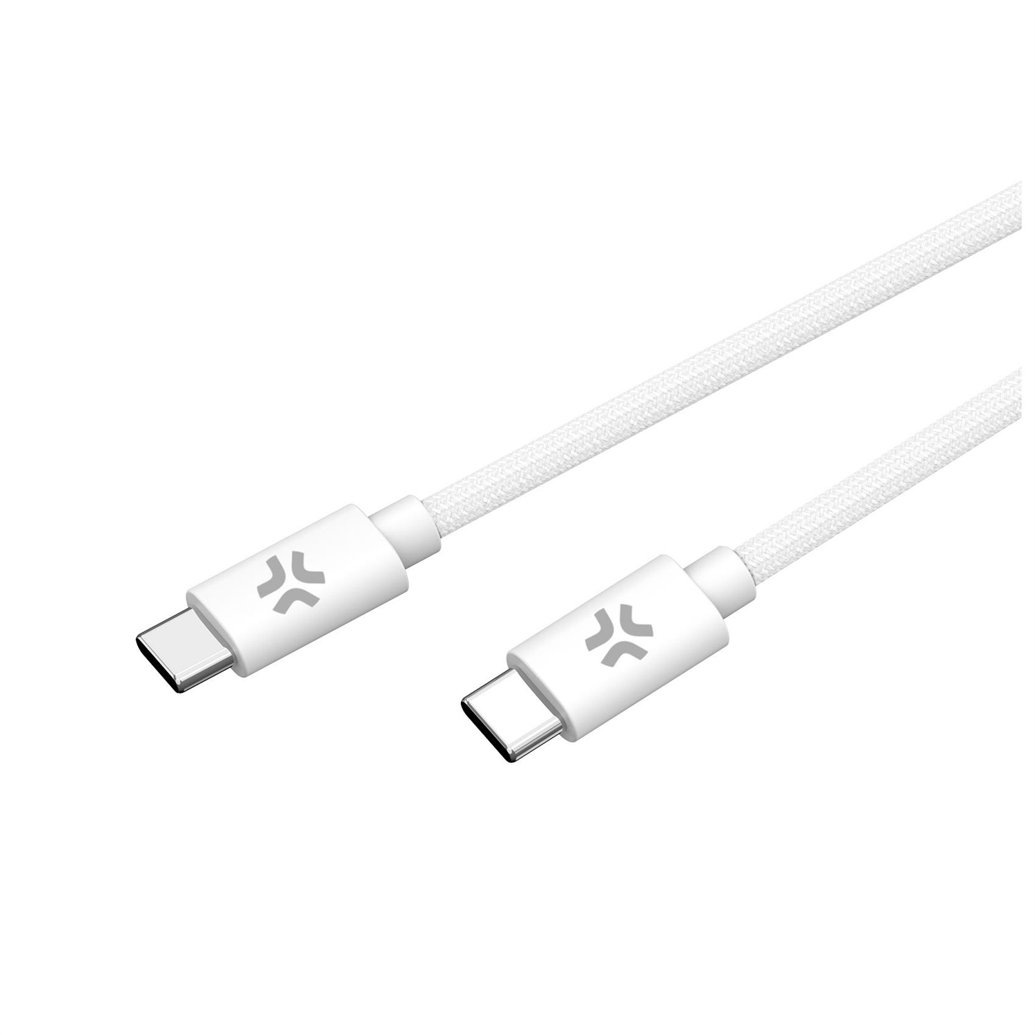 Celly Cavo USB-C a USB-C 1,5 m Bianco in Tessuto Intrecciato - Ricarica Rapida fino a 60W