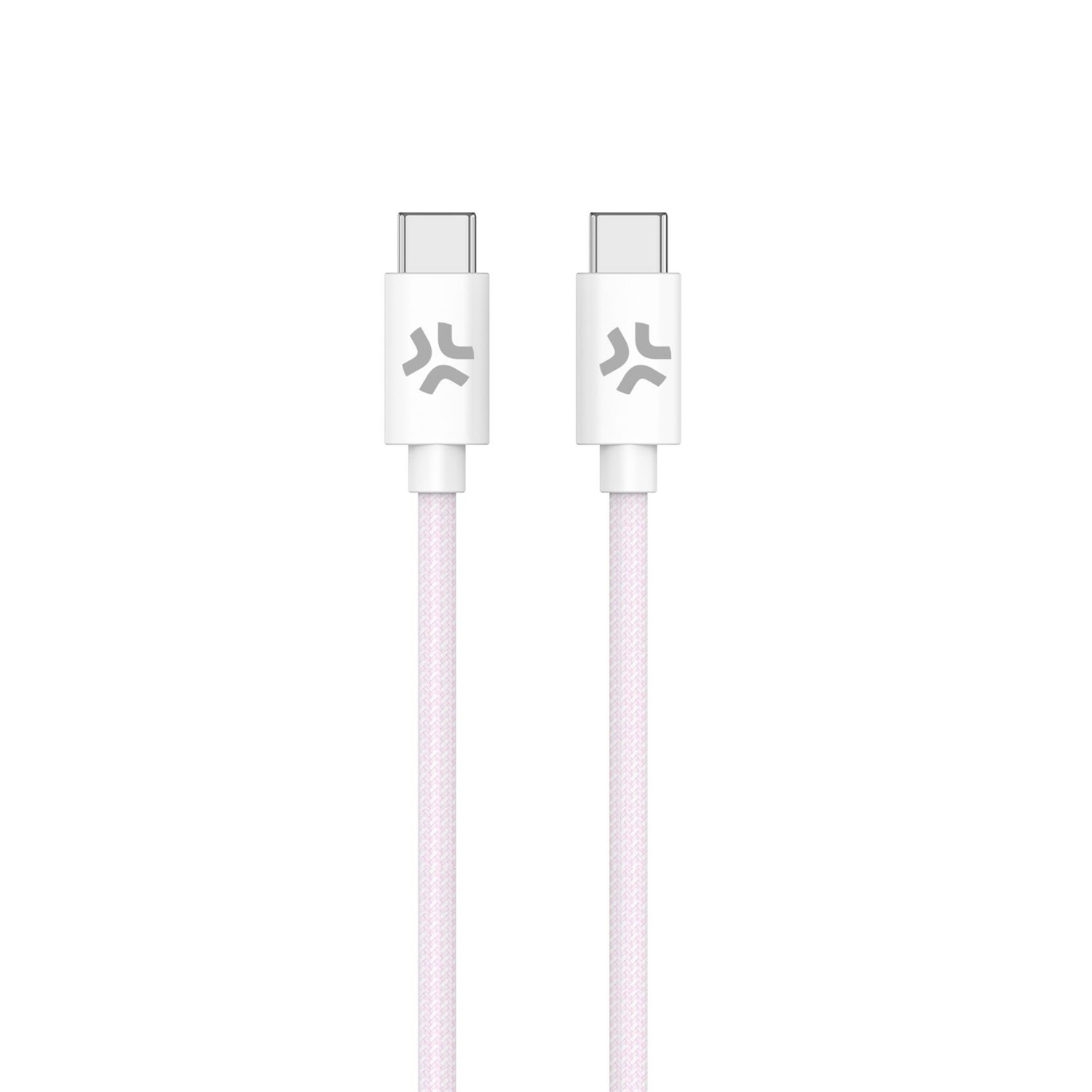 Celly Cavo USB-C a USB-C 1,5 m in Tessuto Intrecciato Rosa, Ricarica Rapida fino a 60W