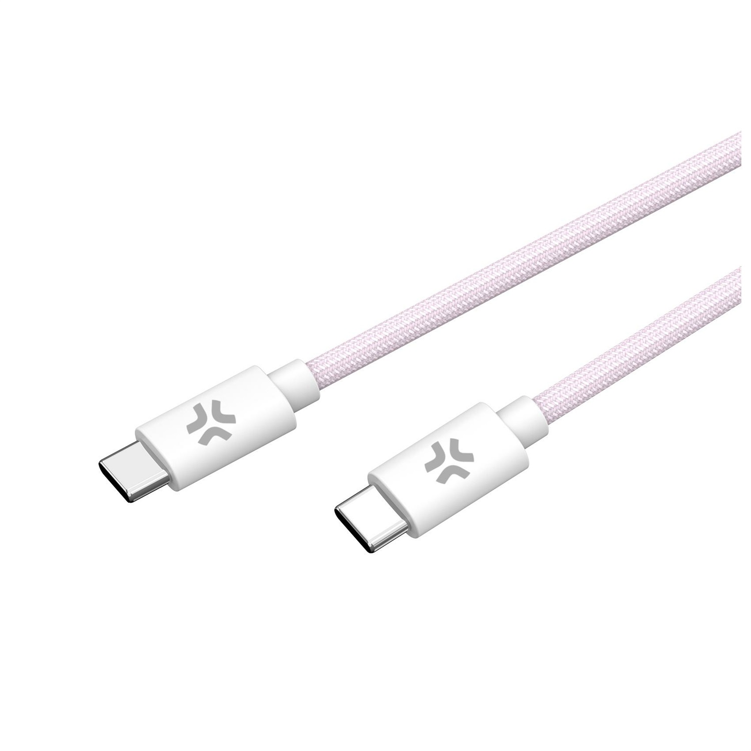 Celly Cavo USB-C a USB-C 1,5 m in Tessuto Intrecciato Rosa, Ricarica Rapida fino a 60W