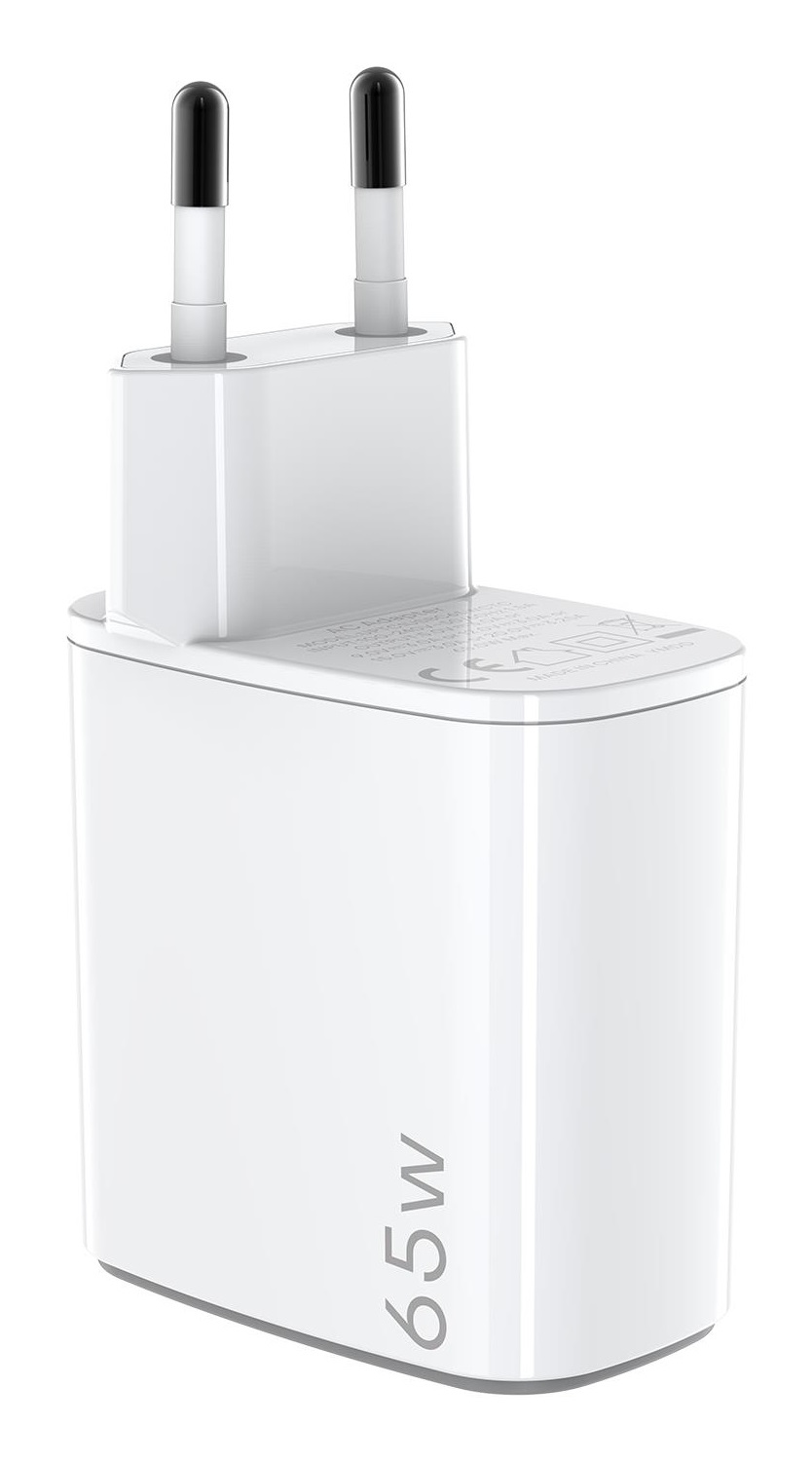Celly UPTC1USB2USBC65 Caricabatterie da Muro 65W con 2 Porte USB-C e 1 USB-A, Compatto e Potente, Bianco