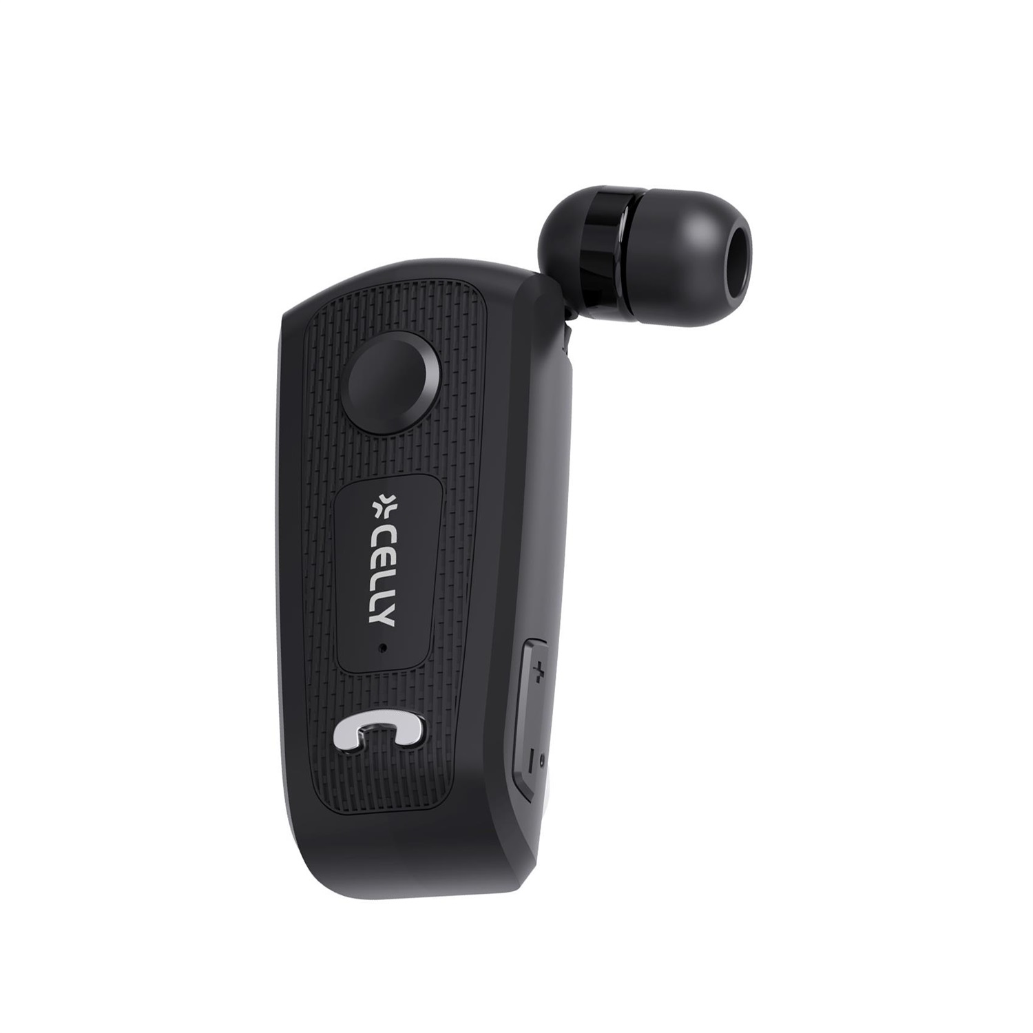 Celly BHCLIP Auricolare Cablato In-ear Retrattile con Microfono Integrato, Autonomia 12h, USB-C, 10m di Portata, Risposta in Frequenza 20000 Hz - Nero