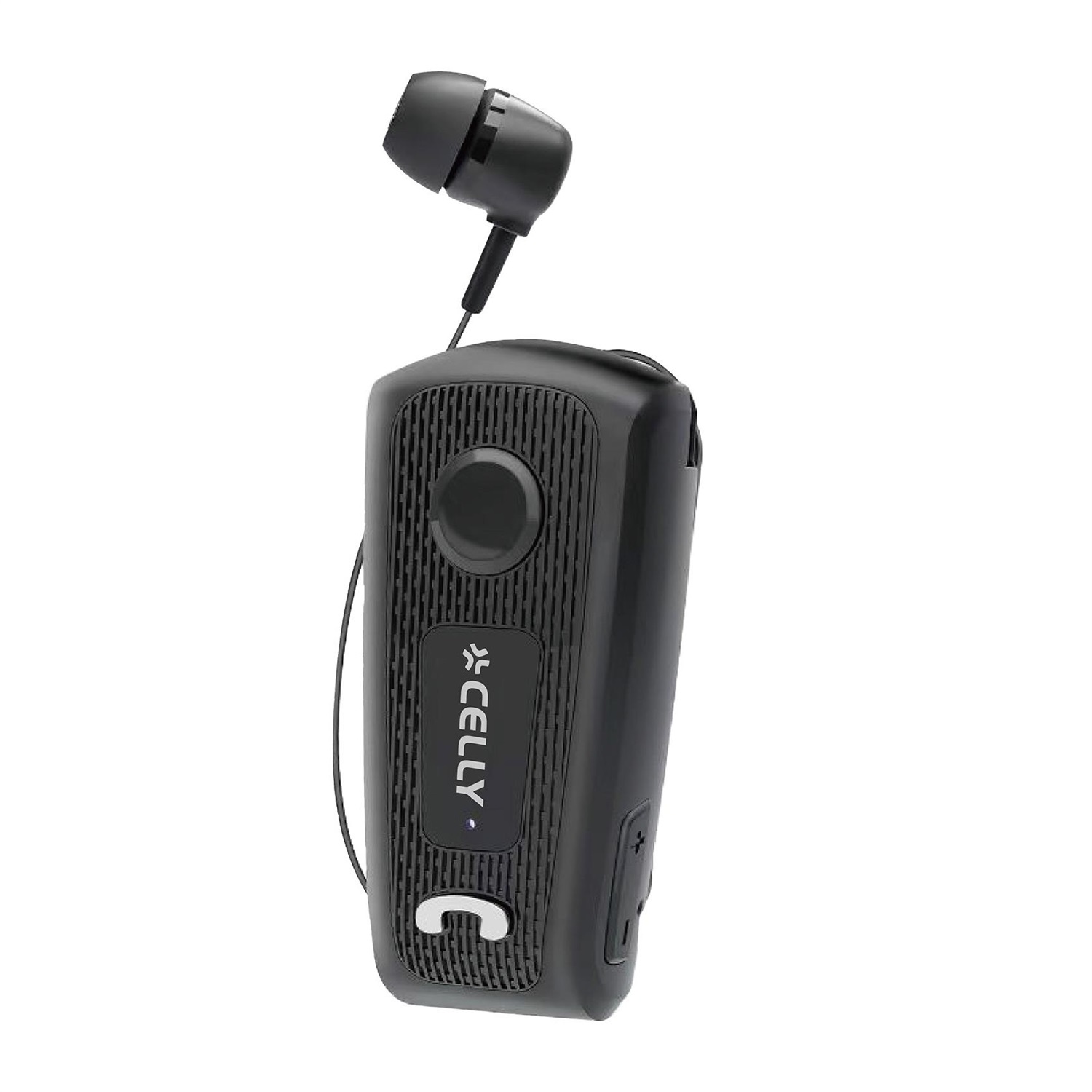 Celly BHCLIP Auricolare Cablato In-ear Retrattile con Microfono Integrato, Autonomia 12h, USB-C, 10m di Portata, Risposta in Frequenza 20000 Hz - Nero