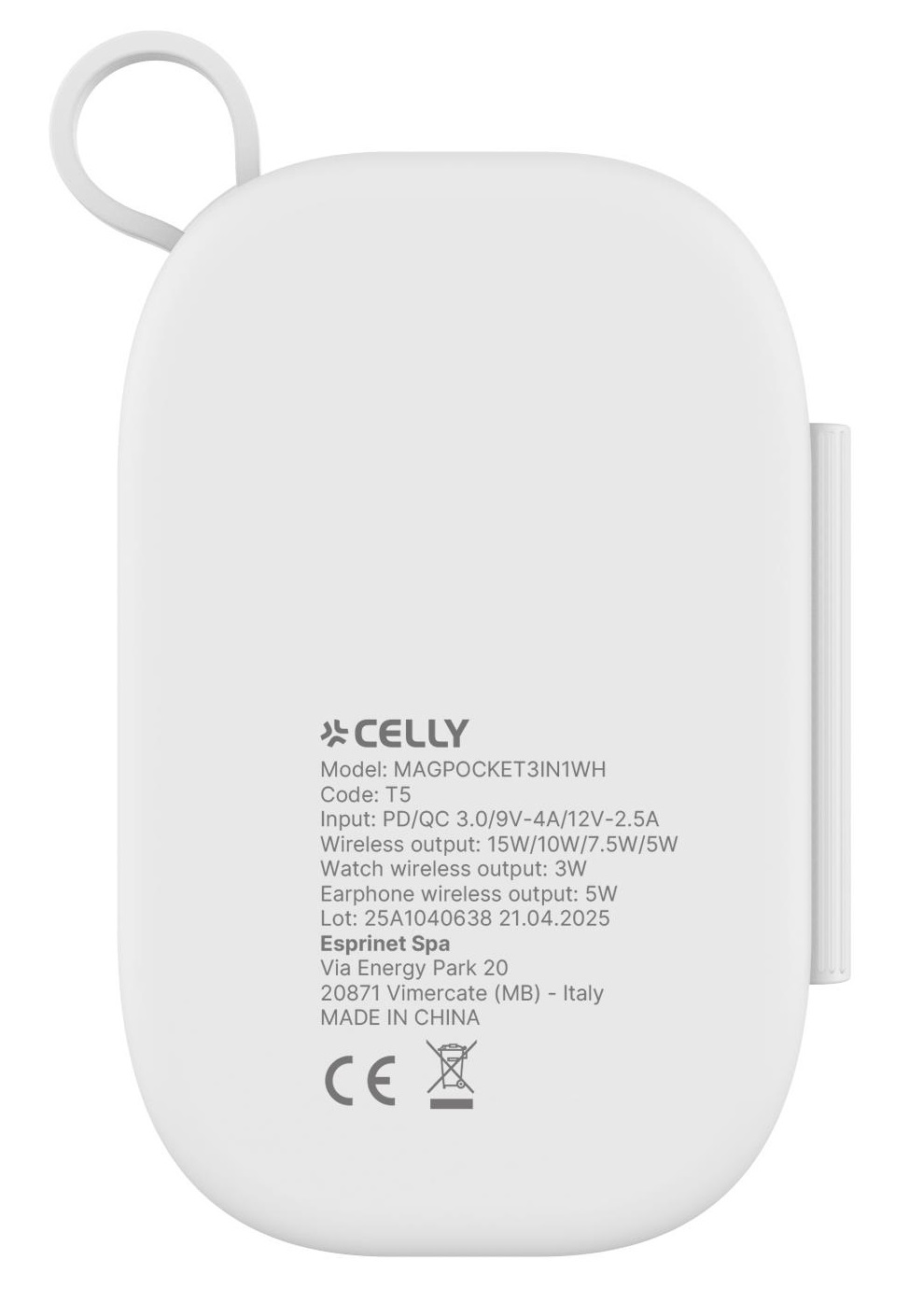 Celly Caricatore Wireless MagPocket 3in1 Pieghevole - Ricarica Magnetica per Smartphone, Auricolari e Smartwatch, Design Portatile con Supporto PD QC3.0