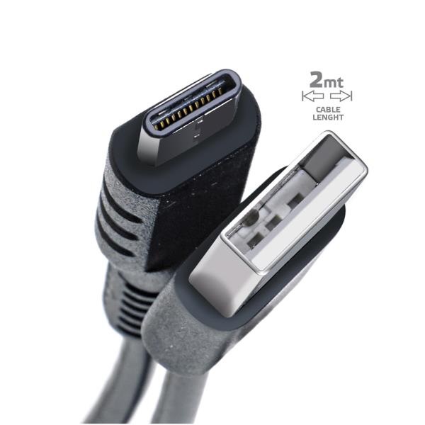 Celly USB-C2M Cavo USB A a USB C 2m Maschio-Maschio Nero - Ricarica e Sincronizzazione