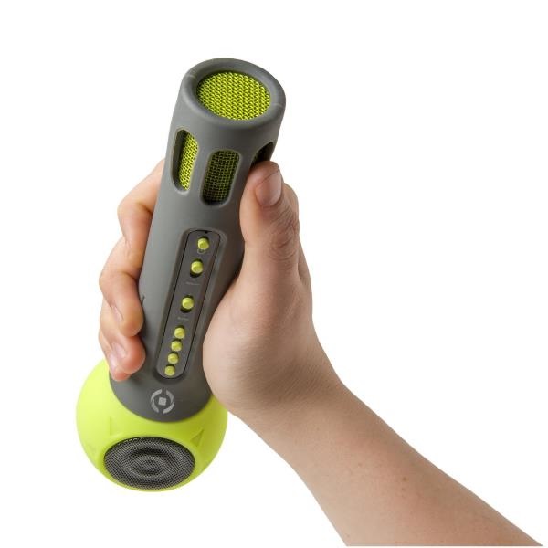 Celly Festival Microfono e Speaker Bluetooth Portatile Wireless Verde con 3W di Potenza, Ingressi AUX e TF Card