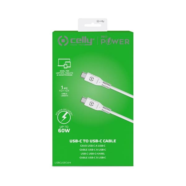 Celly Cavo USB-C a USB-C 1m 60W Power Delivery Bianco
