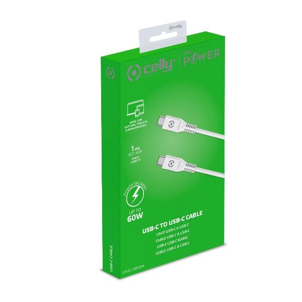 Celly Cavo USB-C a USB-C 1m 60W Power Delivery Bianco