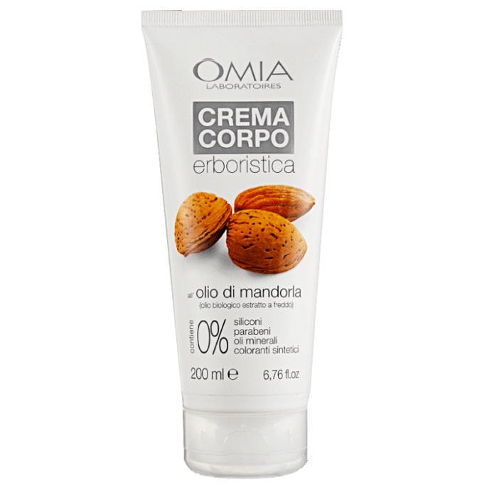 Omia Crema Corpo all'Olio di Mandorla di Sicilia 200 ml - Idratante, Emolliente e Protettiva per Pelli Delicate