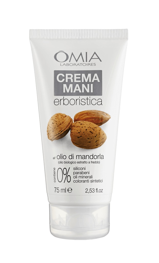 Omia Crema Mani Olio di Mandorla di Sicilia 75 ml - Idratante, Protettiva e Riparatrice, 95% Ingredienti Naturali