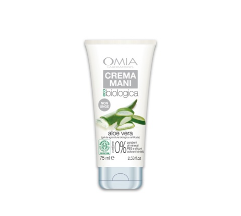 Omia Crema Mani Aloe Vera del Salento 75 ml - Idratante, Rigenerante, Eco Biologica, Assorbimento Rapido
