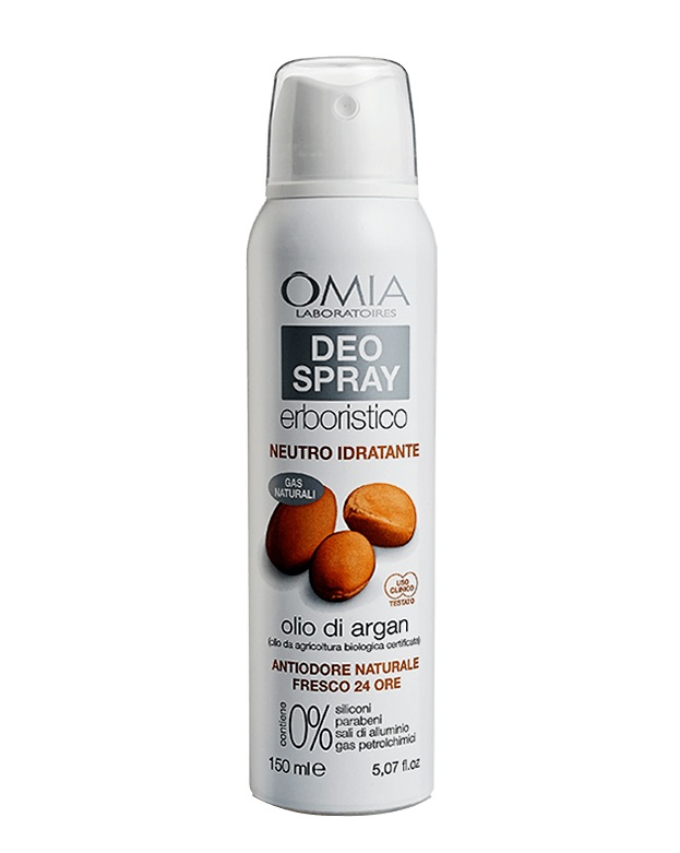 Omia Laboratori Deo Spray Olio di Argan 150 ml - Deodorante Idratante Anti-Odore per Uomo e Donna, Formula Eco Biologica