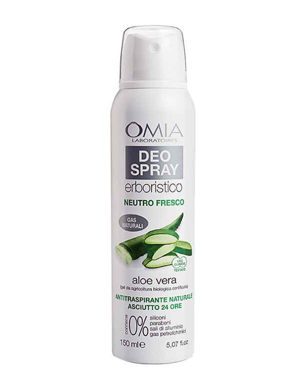 Omia Laboratori Deo Spray Aloe Vera 150 ml - Deodorante Antitraspirante Naturale, Senza Sali di Alluminio, Freschezza per 24 Ore