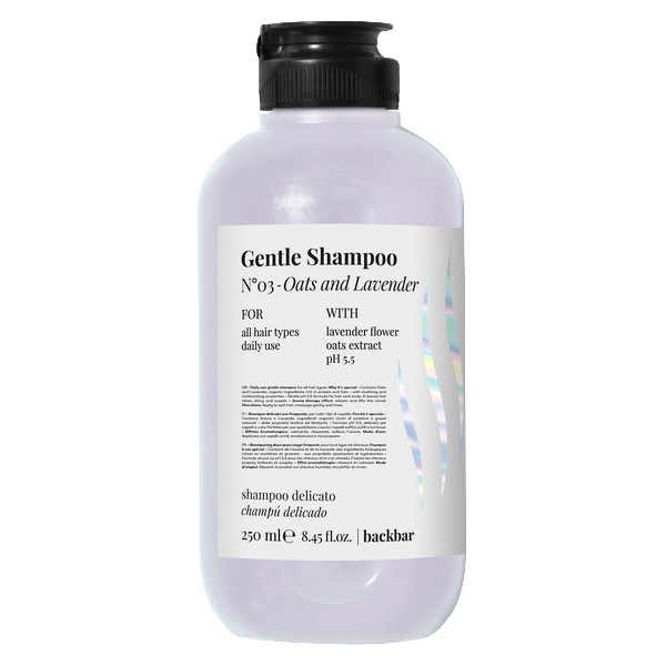 FarmaVita Backbar Gentle Shampoo 250 ml - Delicato con Avena e Lavanda, pH 5.5, per tutti i tipi di capelli
