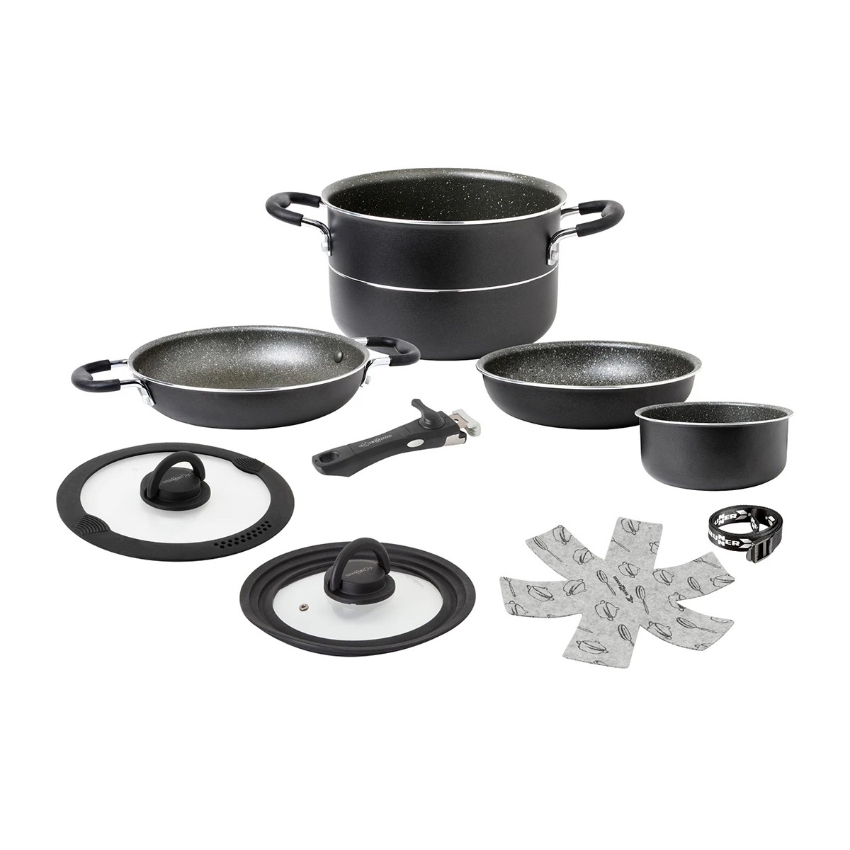 Brunner Pirate NG Set di Pentole da Camping 7 1 Nero