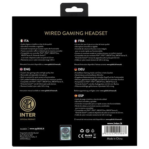 Qubick Inter Auricolare Cablato A Padiglione Giocare Blu