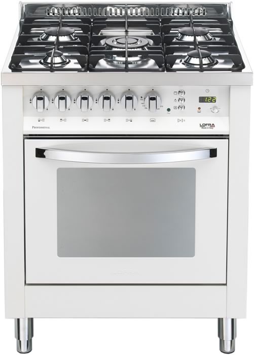 Lofra PBP76GVT/C Cucina Gas 5 Fornelli con Forno Elettrico, Bianco, Acciaio Inox, 70 cm