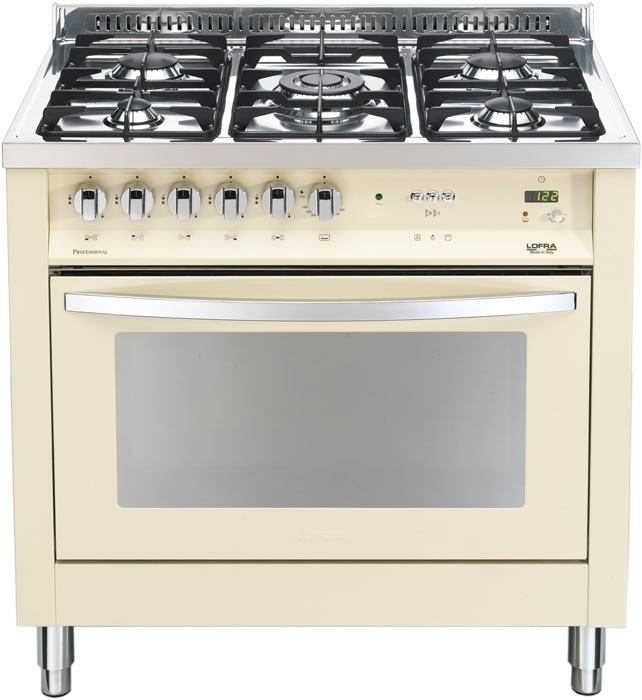 Lofra PBIG96GVT/C Cucina freestanding 90 cm Beige con 5 Fornelli e Forno Elettrico/Gas in Acciaio Inox