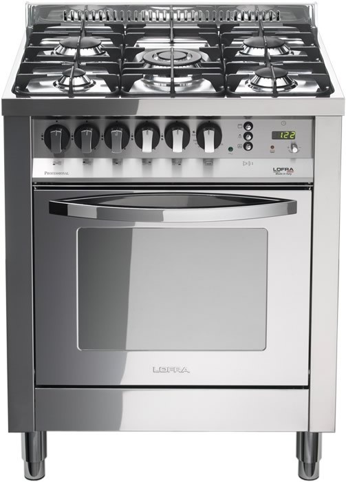 Lofra PL76MFT/C Cucina Gas 5 Fornelli con Forno Elettrico 70 cm Acciaio Inossidabile