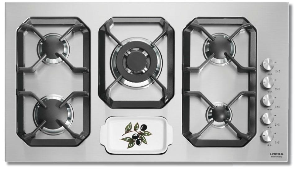 Lofra HLS9U0 Piano Cottura Gas 90 cm da Incasso in Acciaio Inossidabile con 5 Fornelli e Accensione Elettronica