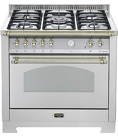 Lofra RSG96MFT/Ci Cucina Freestanding Elettrica e a Gas in Acciaio Inox con Manopole in Ottone