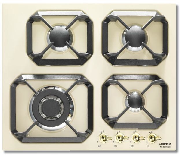 Lofra HRBI6G0 Piano Cottura a Gas Beige 60 cm Da Incasso con 4 Fornelli e Accensione Elettronica