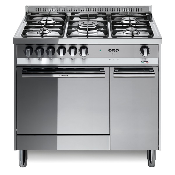 Lofra MT96MF/C Cucina Freestanding Gas 5 Fornelli con Forno Elettrico 90 cm in Acciaio Inossidabile