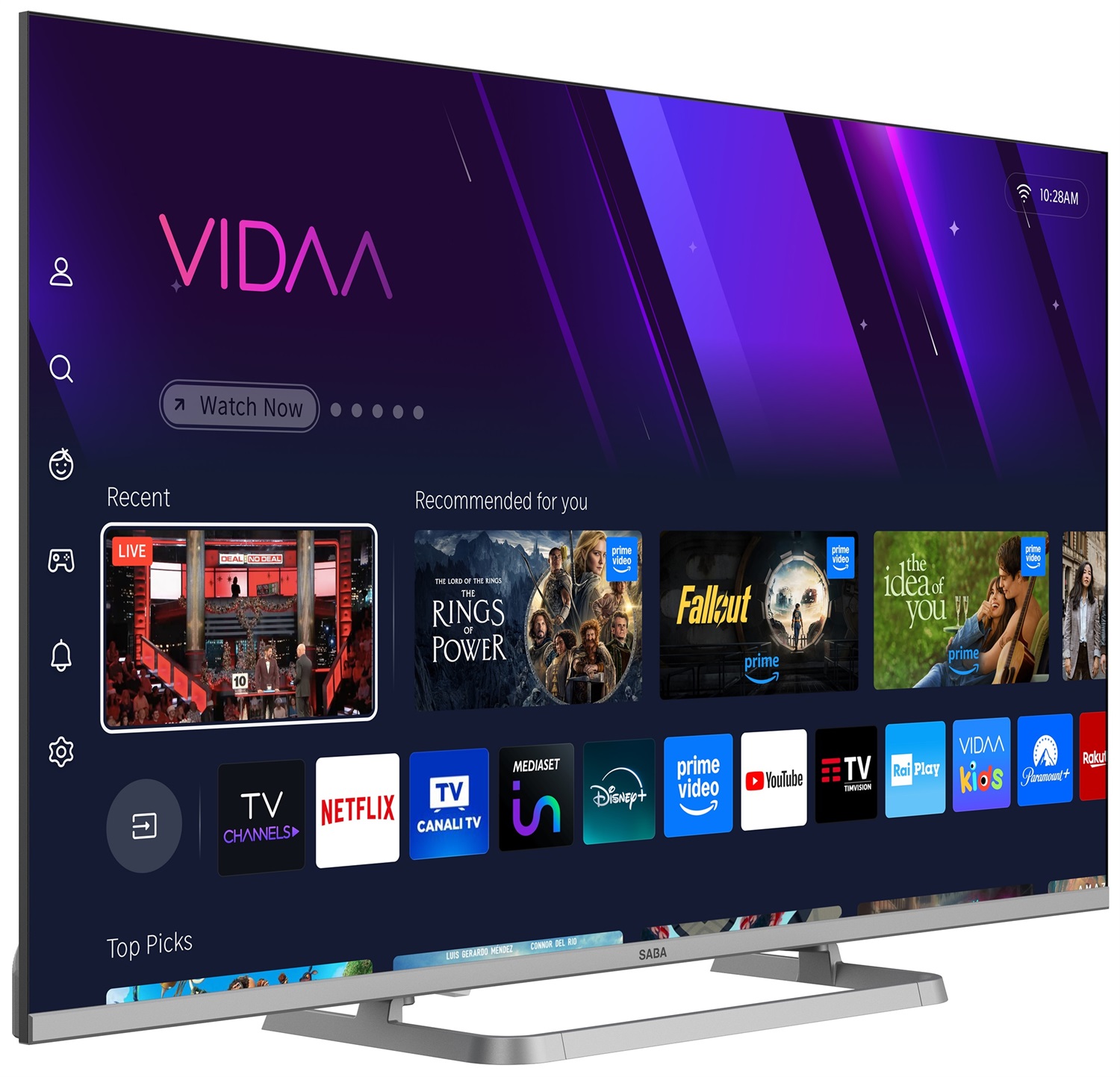 SABA SA43KM10VDA TV LED 43'' UHD 4K con Sistema VIDAA, Triplo Tuner DVBT2/C/S2 e Certificazione TivuSAT