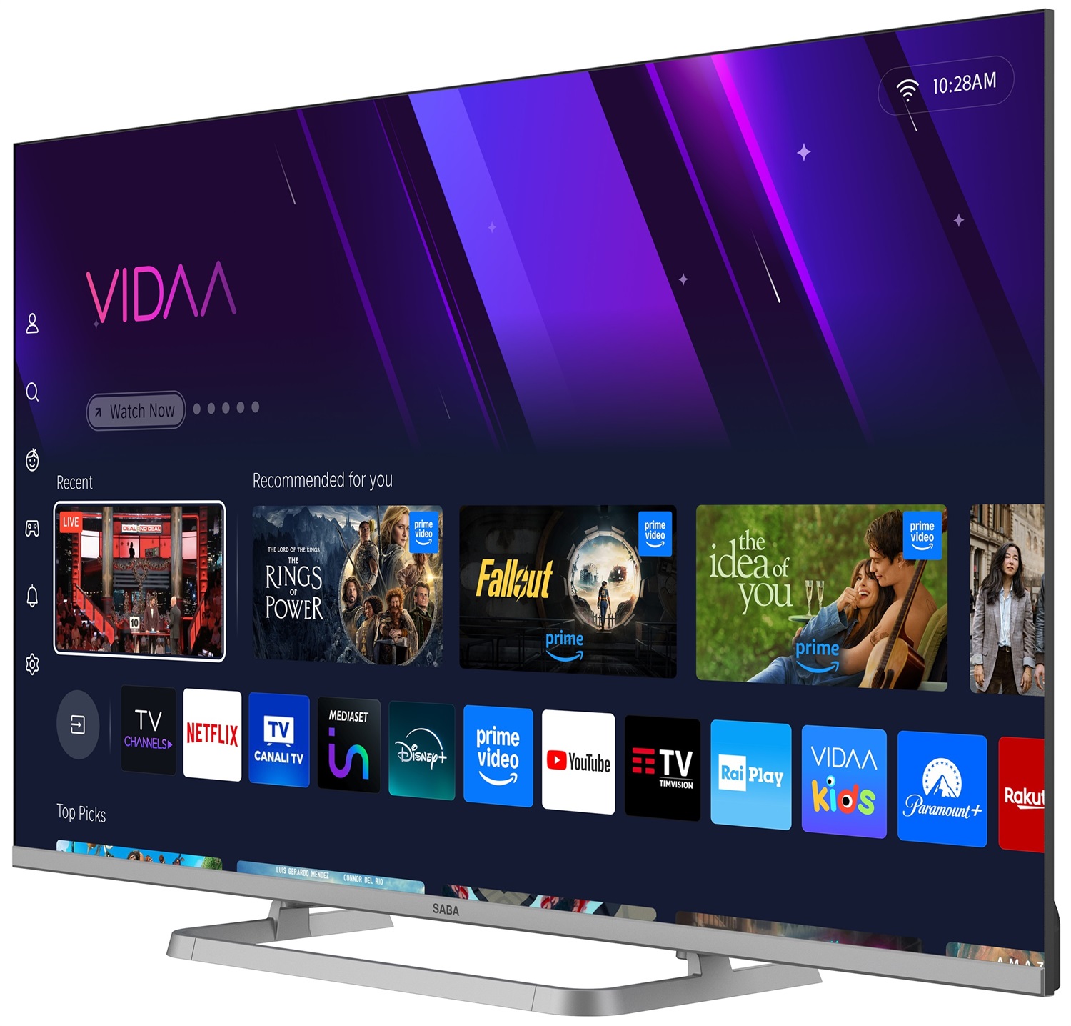 SABA SA43KM10VDA TV LED 43'' UHD 4K con Sistema VIDAA, Triplo Tuner DVBT2/C/S2 e Certificazione TivuSAT