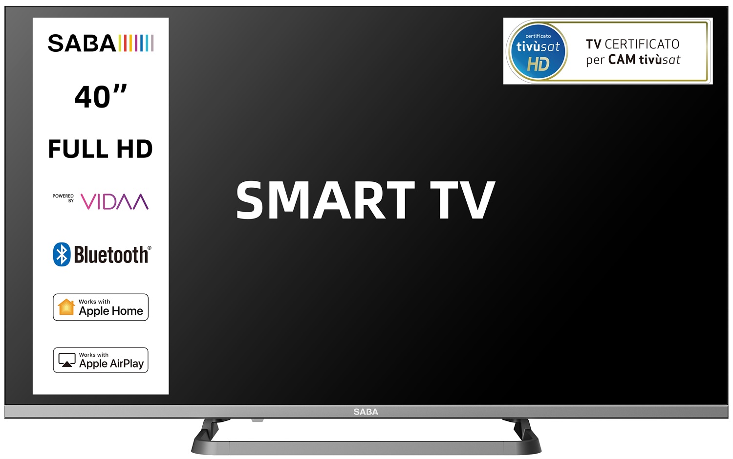 SABA SA40SM10VDA TV LED 40'' Full HD Smart con Sistema VIDAA e Dolby Audio