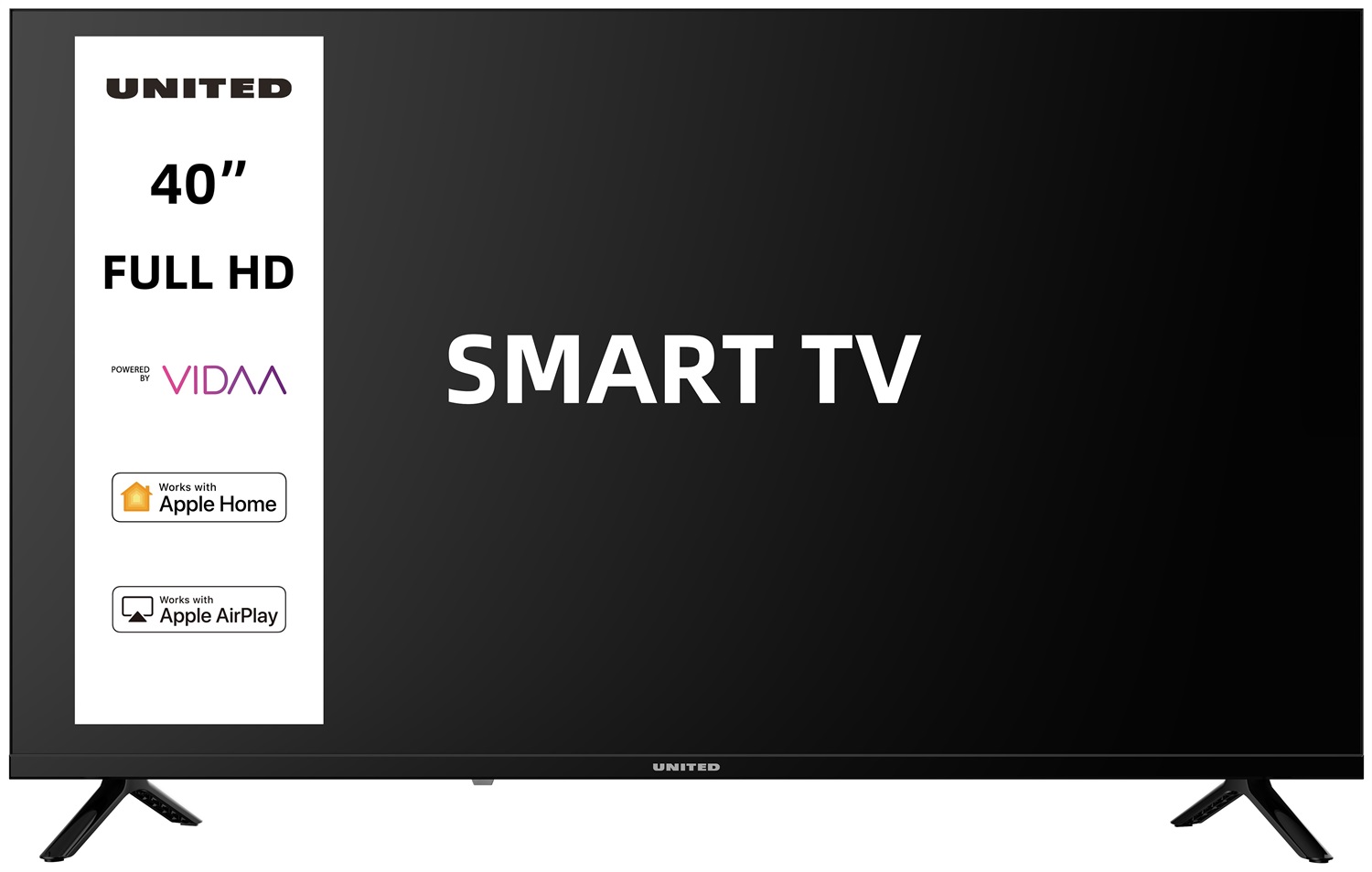 United UNLED40M10VDA SMART TV 40'' Full HD con Sistema VIDAA, Triplo Tuner DVBT2/C/S2, Dolby Audio e Parental Control