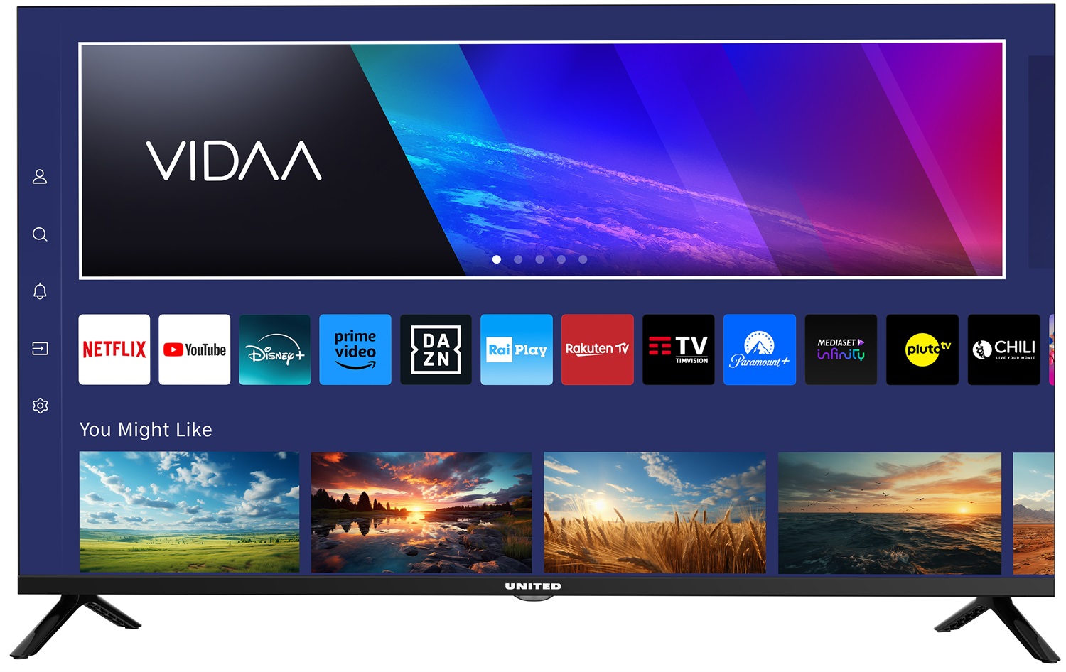 United UNLED40M10VDA SMART TV 40'' Full HD con Sistema VIDAA, Triplo Tuner DVBT2/C/S2, Dolby Audio e Parental Control