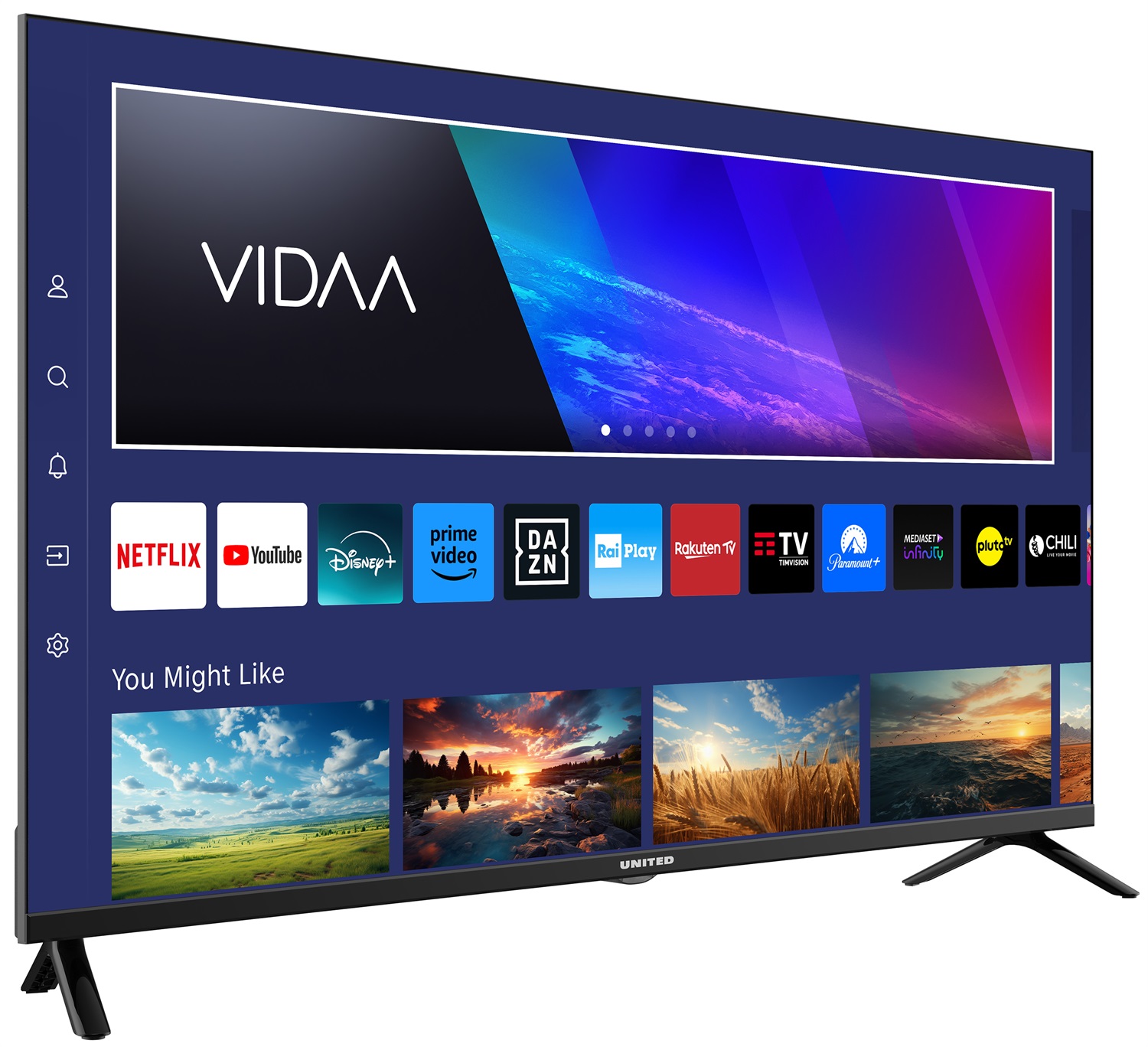 United UNLED40M10VDA SMART TV 40'' Full HD con Sistema VIDAA, Triplo Tuner DVBT2/C/S2, Dolby Audio e Parental Control