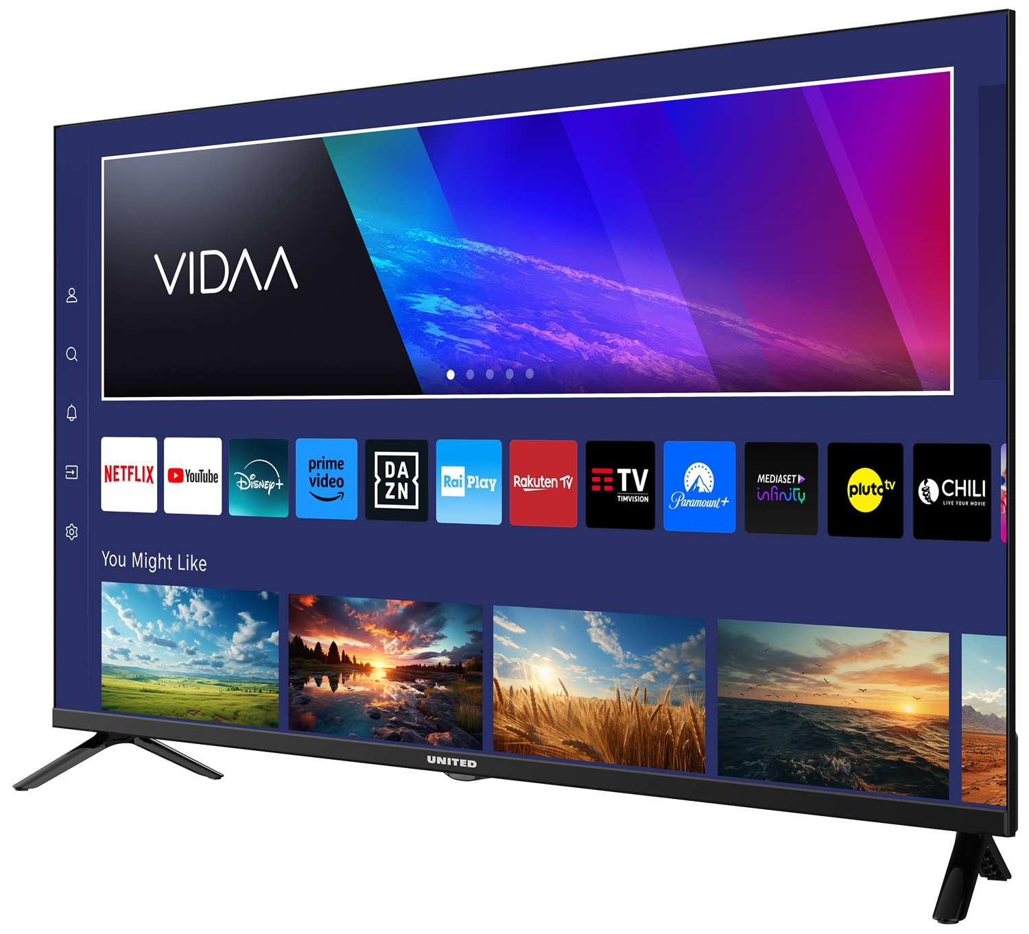 United UNLED40M10VDA SMART TV 40'' Full HD con Sistema VIDAA, Triplo Tuner DVBT2/C/S2, Dolby Audio e Parental Control