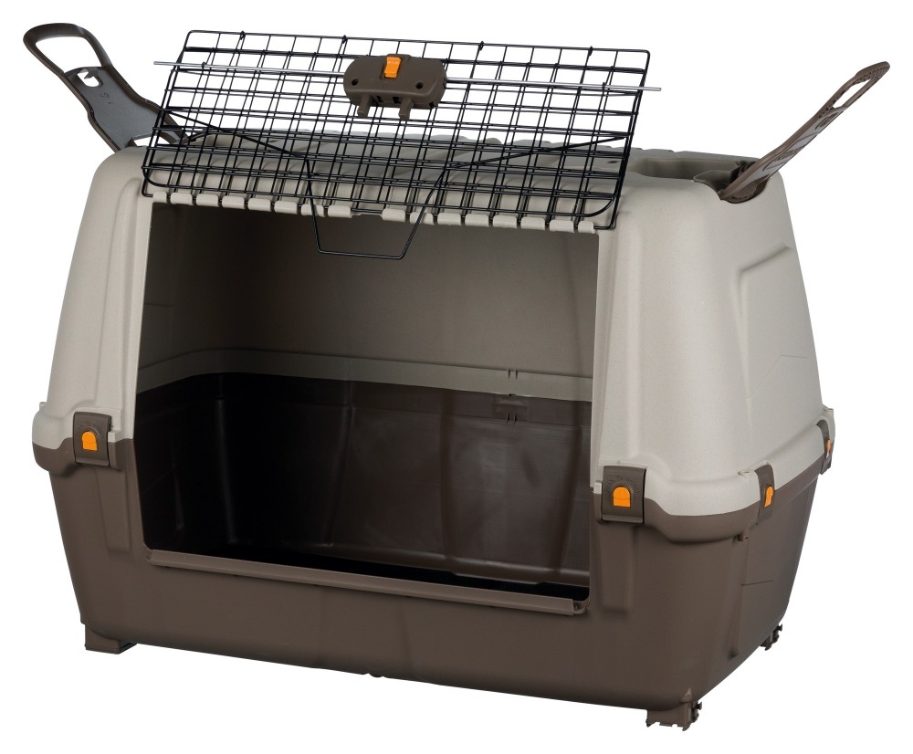 TRIXIE Skudo Car 100 - Trasportino per Cani Omologato Auto, Dimensioni 99x60x68 cm, con Porta in Metallo e Ampia Apertura Laterale