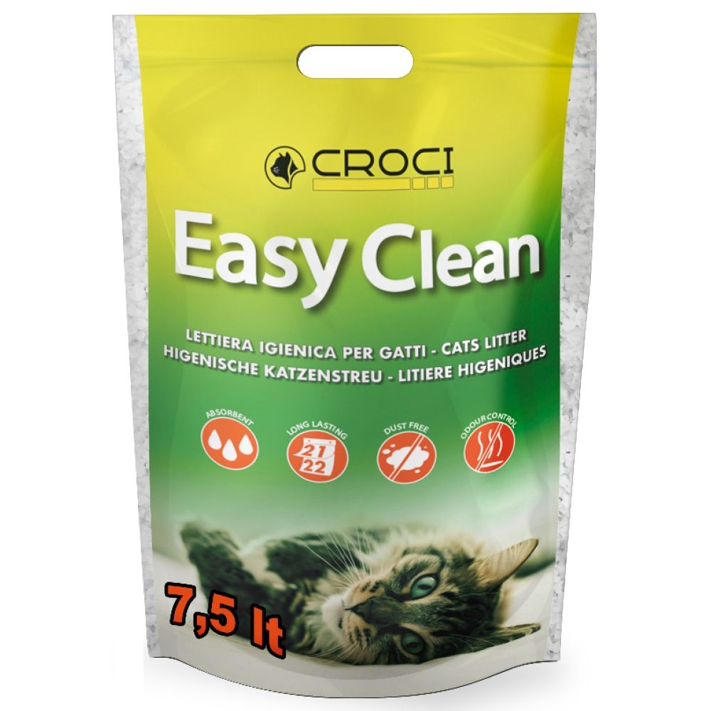 Croci Easy Clean - Lettiera per Gatti in Cristalli di Silicio - 7,5 Litri, Alto Assorbimento e Controllo Odori