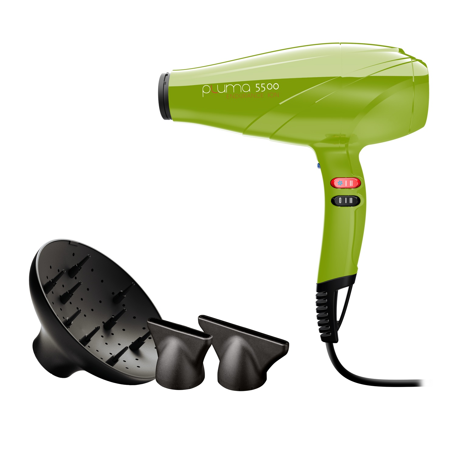 GA.MA Pluma 5500 Ion Asciugacapelli Professionale 2400 W Verde con Tecnologia Ion Plus