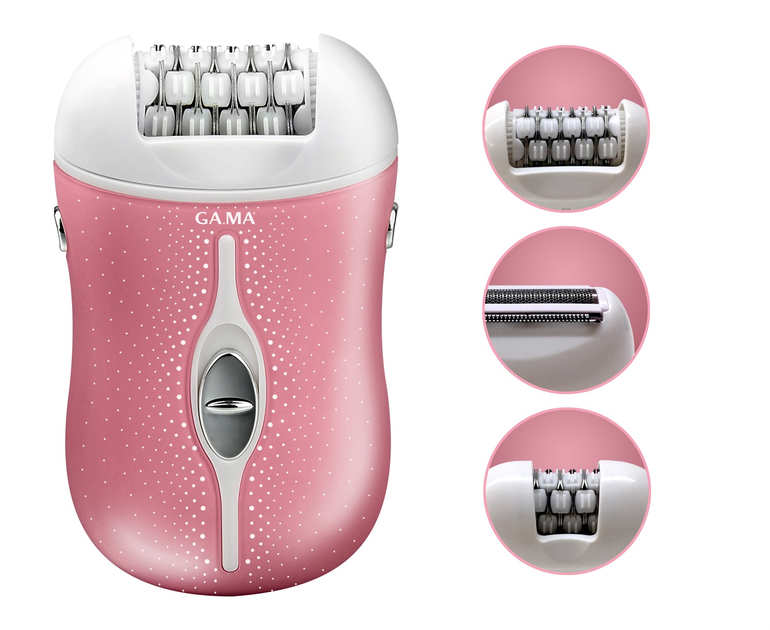 GA.MA Epilatore Essential - Epilazione per Gambe, Ascelle e Inguine, Pelle Liscia fino a 4 Settimane, Funzione Cord-Cordless, 2 Velocità, 2 Testine Intercambiabili