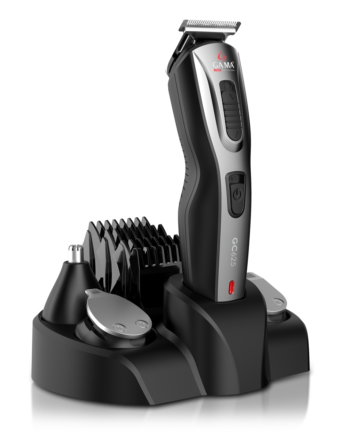 GA.MA GC625 Multifunzione - Rasoio Elettrico con 5 Testine Intercambiabili, Lama in Acciaio Inossidabile, Lunghezza di Taglio da 0,6 mm a 3,9 cm, Autonomia Batteria fino a 60 min, Funzione Cord-Cordless